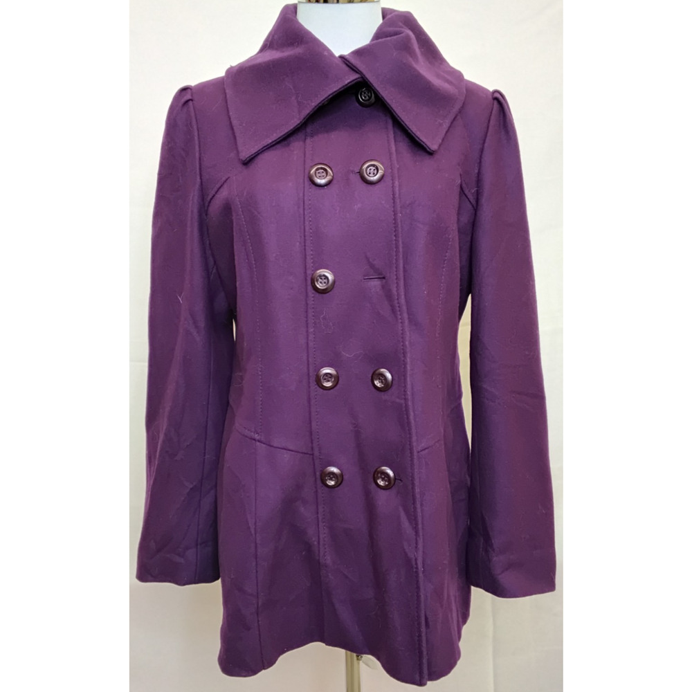 Guess Wool Blend Peacoat Women's Large Petite Purple Double Breasted #Z5447 - Picture 2 of 16